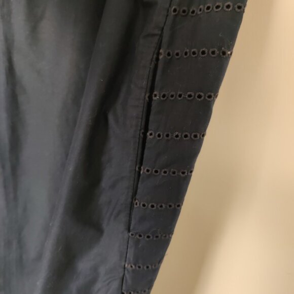 Gap Navy Blue Eyelet Short Sleeve Dress Tall Size 8 Bohemian Boho Cotton - Picture 4 of 10